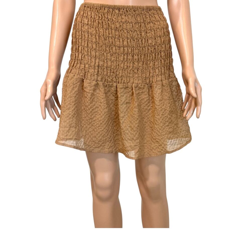 new Open Edit large smocked semi sheer mini skirt Chanterelle SK 3134